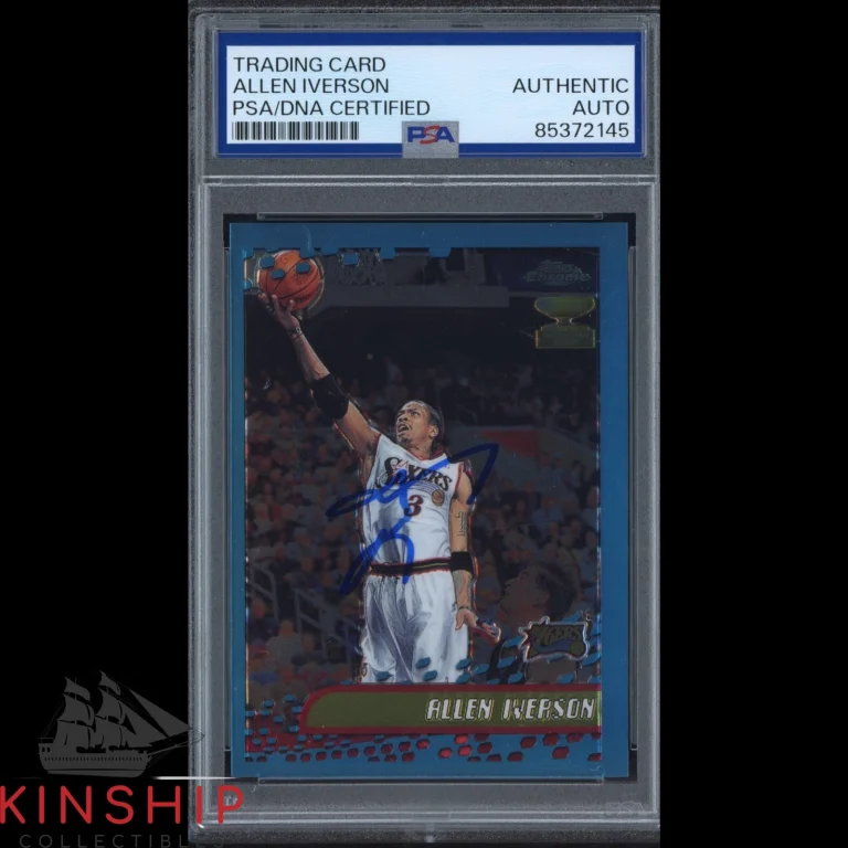 Allen Iverson signed 2002 Topps Chrome Card PSA DNA Slab 76ers HOF Auto C3568