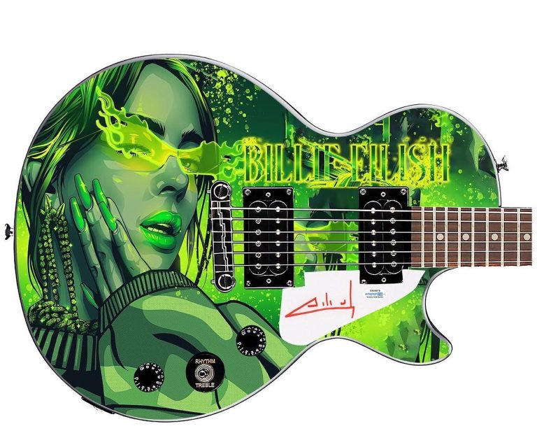 Billie Eilish Autographed Gibson Epiphone Les Paul Photo Graphics Guitar ACOA AC