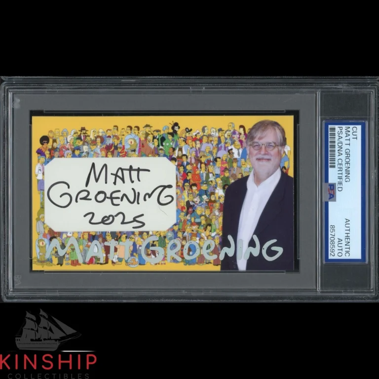Matt Groening signed Cut 3x5 Custom Card PSA DNA Slab The Simpsons Auto C5741