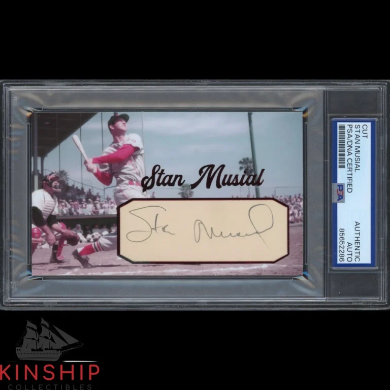 Stan Musial signed Cut 3x5 Custom Card PSA DNA Slab Cardinals HOF Auto C5661