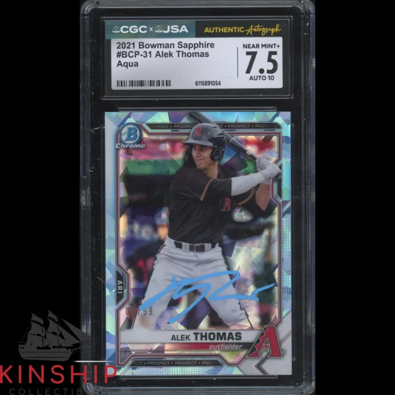 Alek Thomas signed 2021 Bowman Chrome Sapphire Card JSA CGC Slab Auto 10 C5881