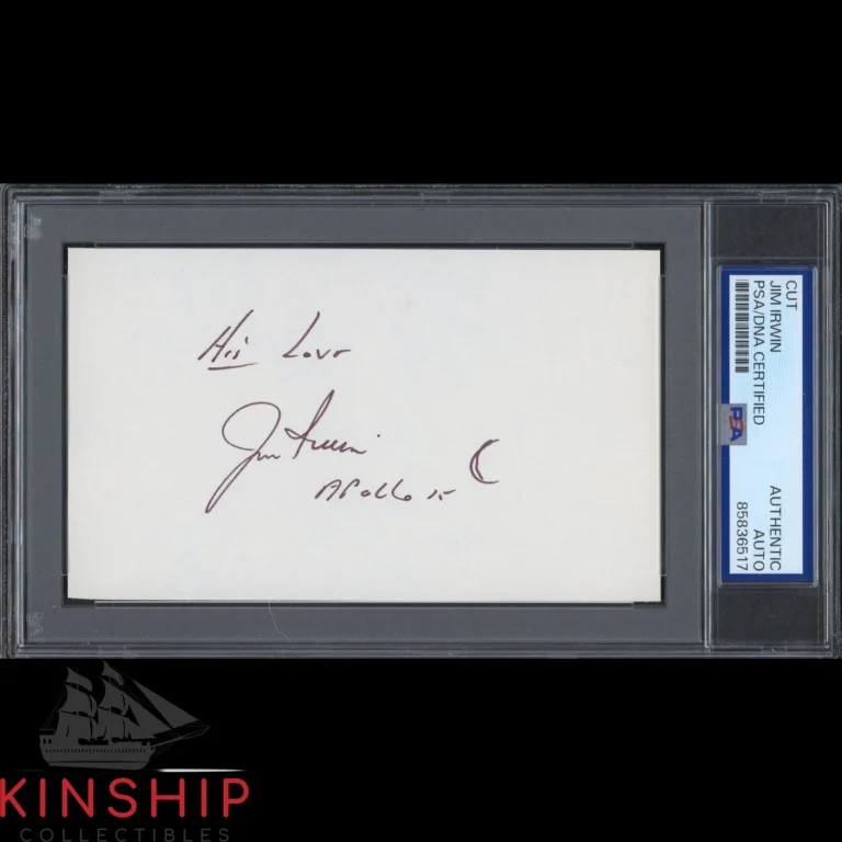 James Jim Irwin signed 3x5 Cut PSA DNA Slab Auto Apollo 15 Space Astronaut C6408
