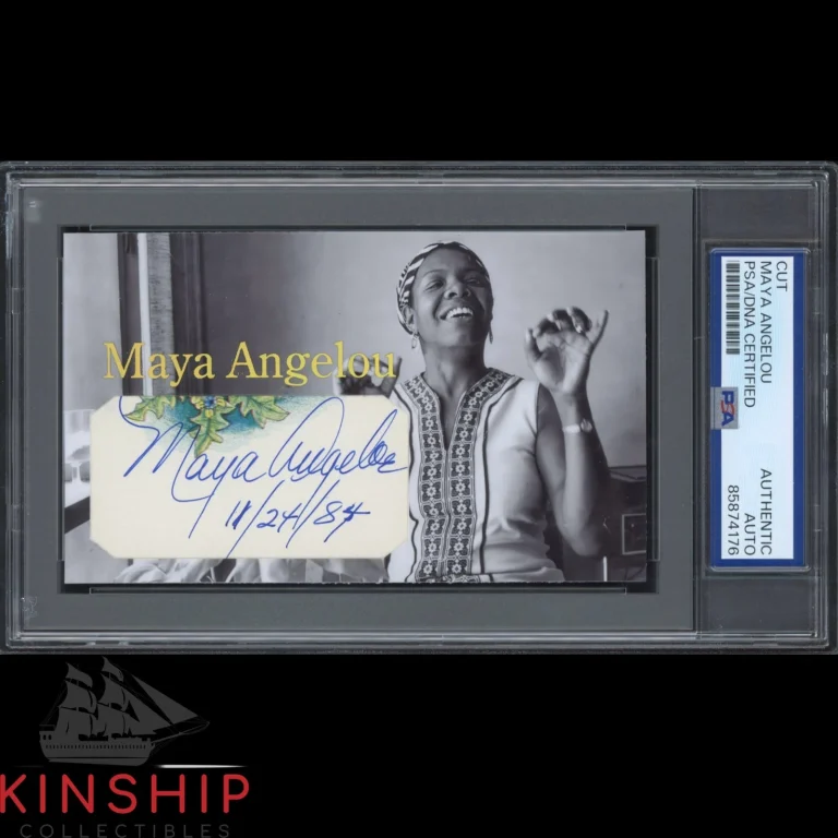 Maya Angelou signed Cut 3x5 Custom Card PSA DNA Slab Poet Inscribed Auto C6474