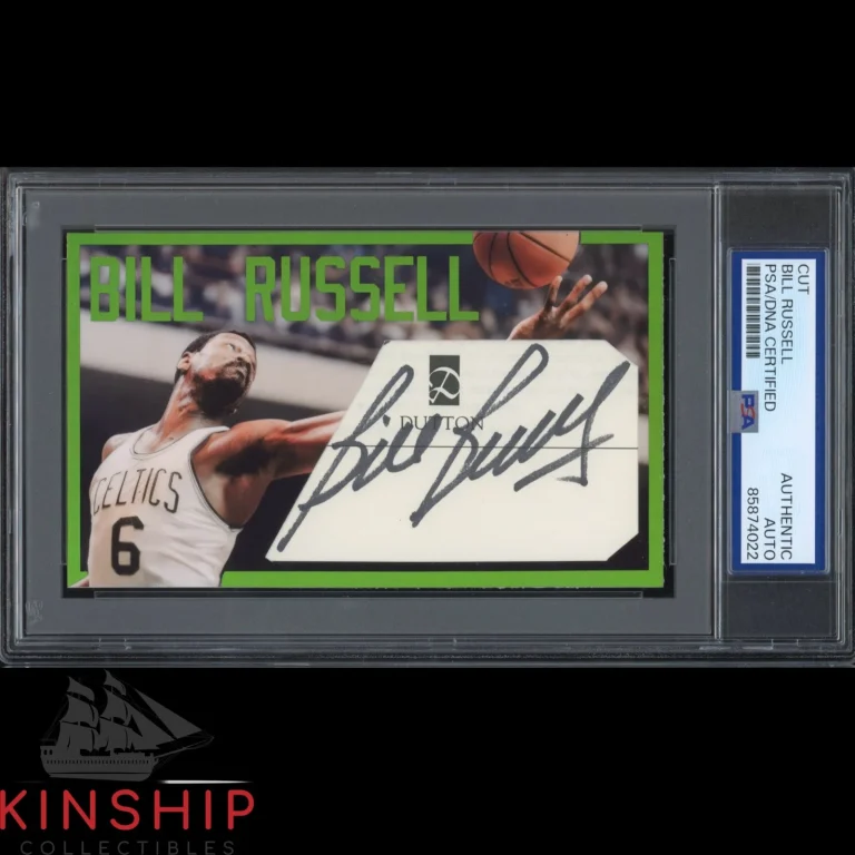 Bill Russell signed Cut 3x5 Custom Card PSA DNA Slab Basketball HOF Auto C6477