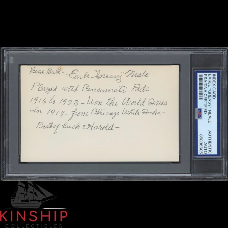 Earle Greasy Neale signed 3x5 Index Card PSA DNA Slab HOF Inscribed Auto C6459