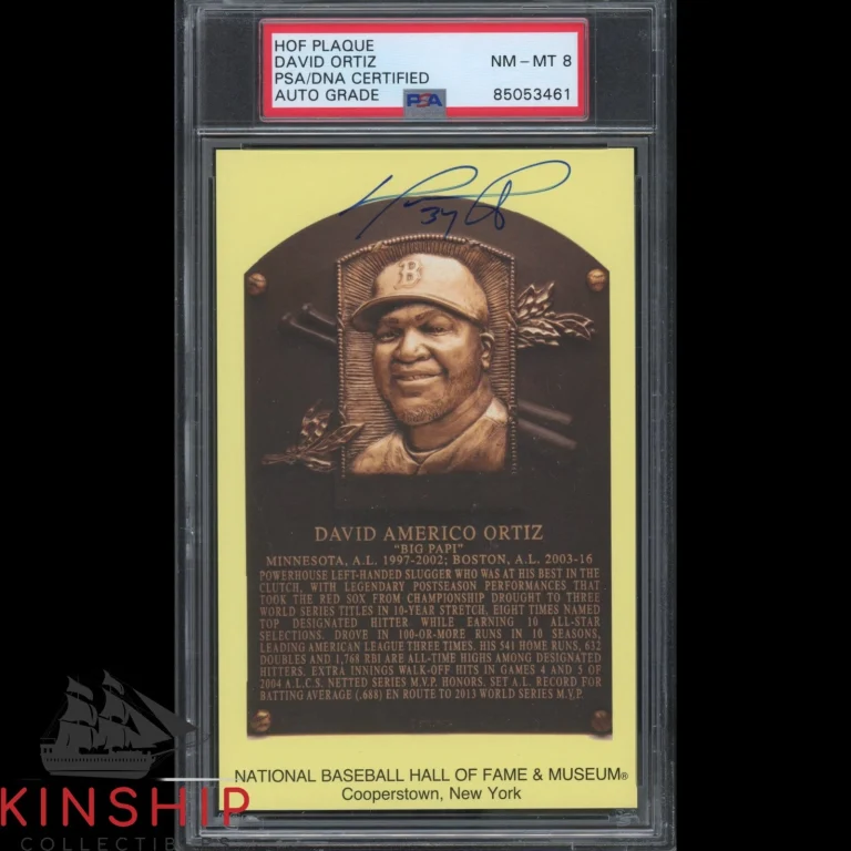 David Ortiz signed Yellow HOF Plaque Postcard PSA DNA Slab Red Sox Auto 8 C6504