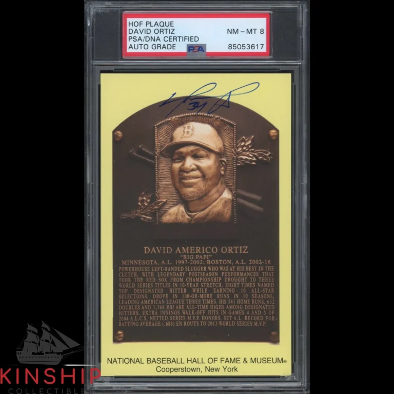 David Ortiz signed Yellow HOF Plaque Postcard PSA DNA Slab Red Sox Auto 8 C6514