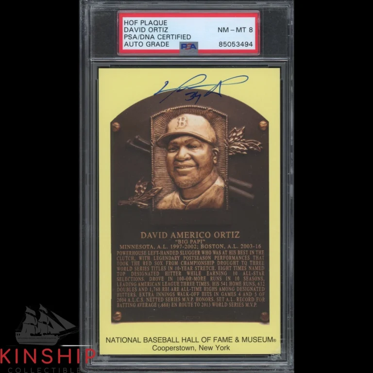 David Ortiz signed Yellow HOF Plaque Postcard PSA DNA Slab Red Sox Auto 8 C6512