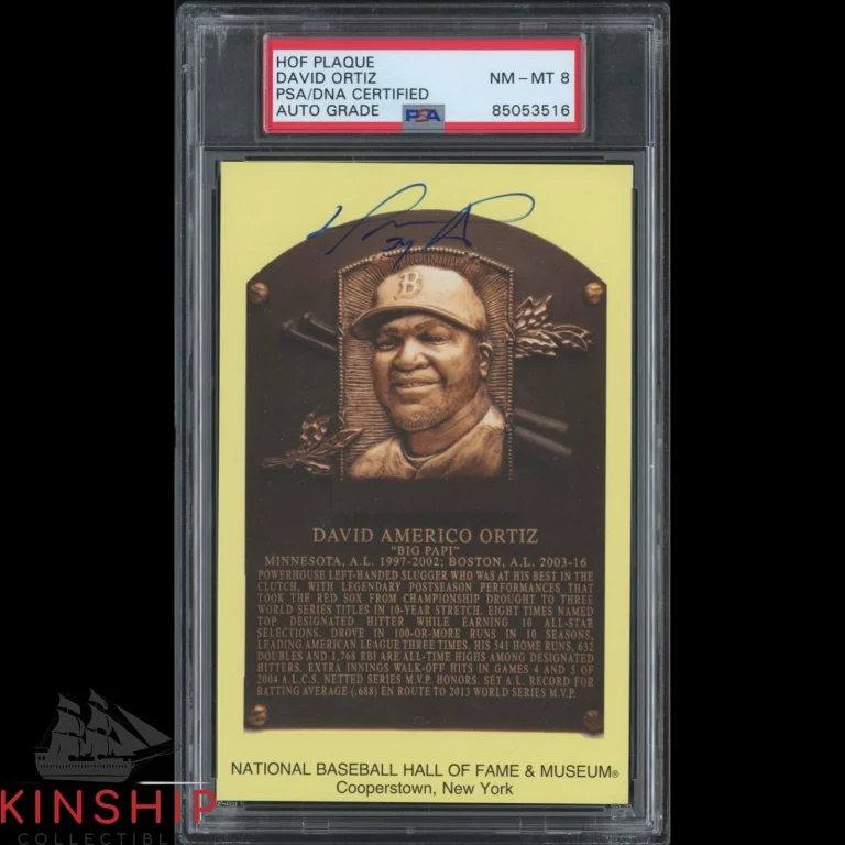 David Ortiz signed Yellow HOF Plaque Postcard PSA DNA Slab Red Sox Auto 8 C6513