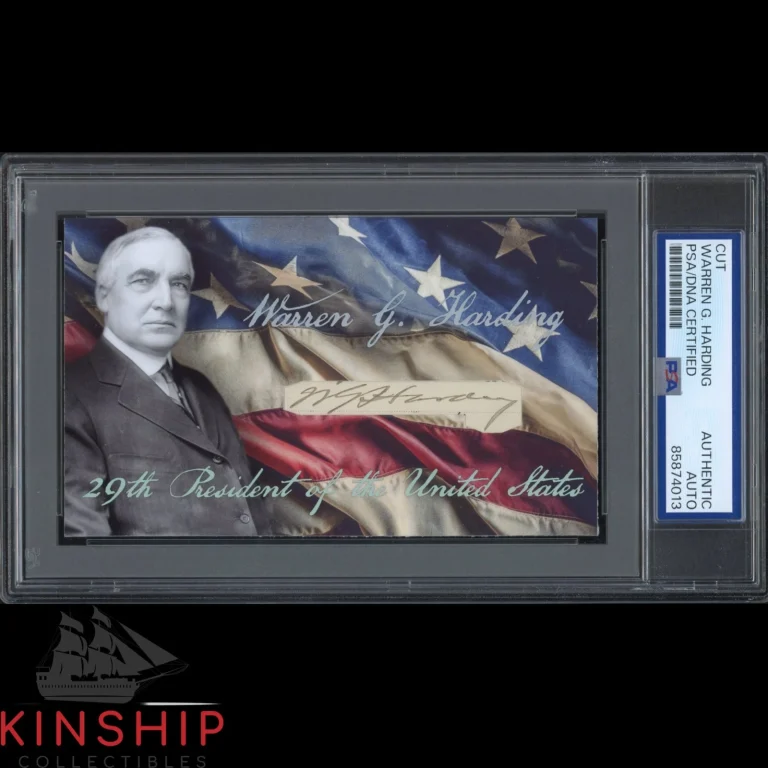 President Warren Harding signed Cut 3x5 Custom Card PSA DNA Slab Auto C6508