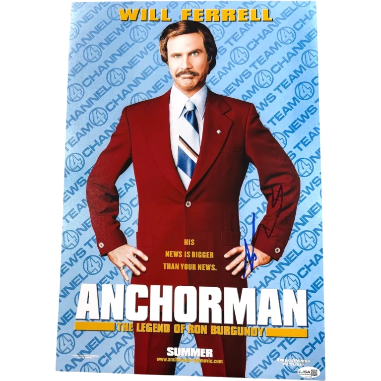 WILL FERRELL SIGNED AUTOGRAPHED ANCHORMAN 12X18 MOVIE POSTER PHOTO JSA