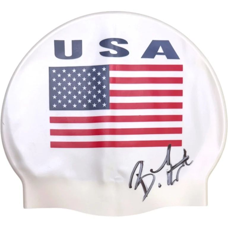 BOBBY FINKE SIGNED AUTOGRAPHED USA SWIM CAP TYR OLYMPICS GOLD SWIMMING JSA COA