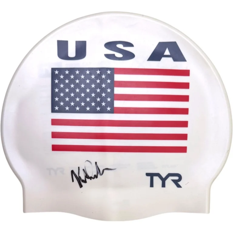 KATE DOUGLASS SIGNED USA SWIM CAP TYR 2024 PARIS OLYMPICS GOLD SWIMMING JSA