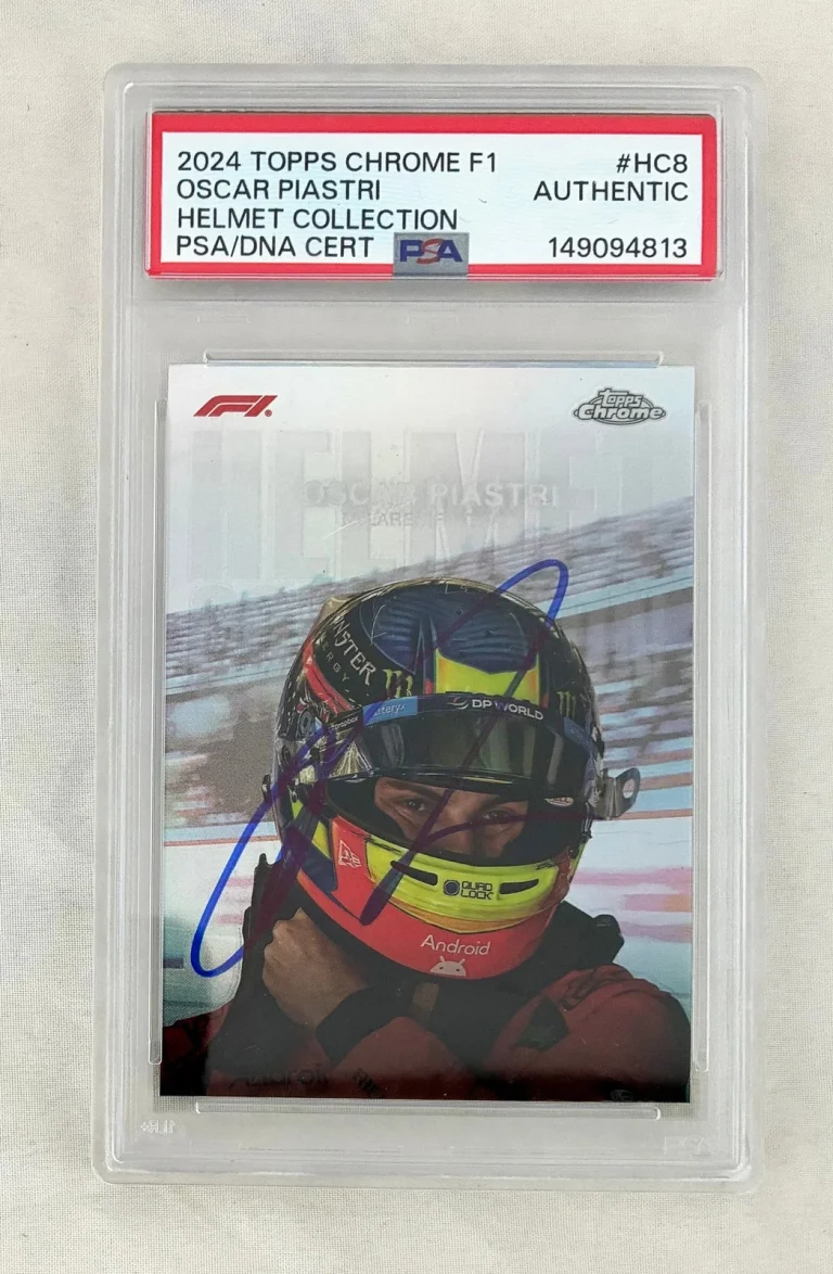Oscar Piastri Signed Card 2024 Topps Chrome Helmet Collection #HC8 PSA/DNA COA