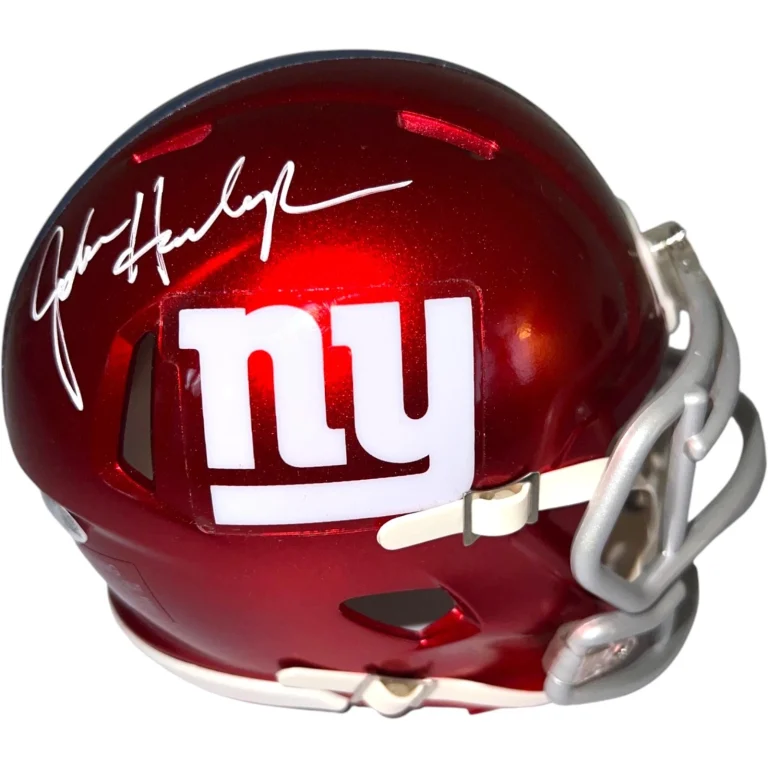JOHN HARBAUGH SIGNED NEW YORK GIANTS FOOTBALL MINI FLASH HELMET JSA
