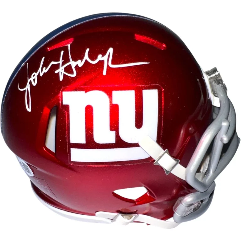 JOHN HARBAUGH SIGNED NEW YORK GIANTS MINI FLASH HELMET FOOTBALL AUTO JSA