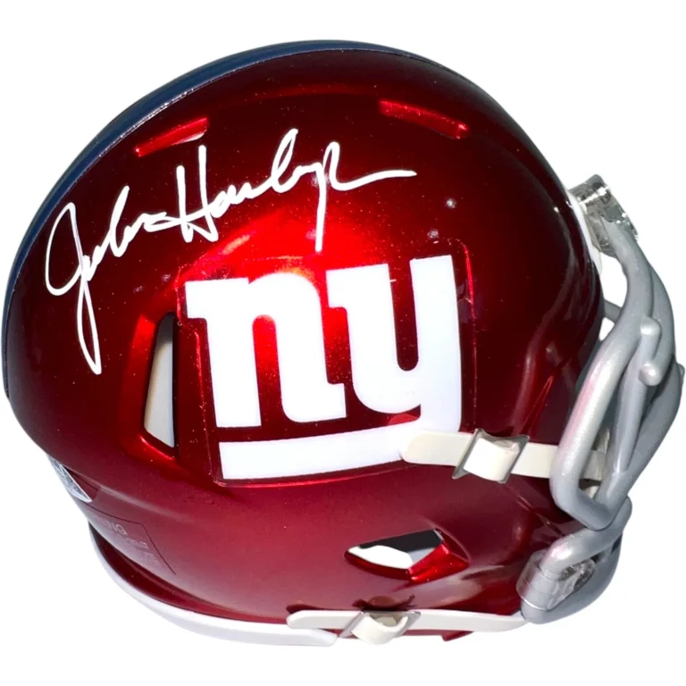 JOHN HARBAUGH SIGNED NEW YORK GIANTS MINI FLASH HELMET FOOTBALL JSA COA