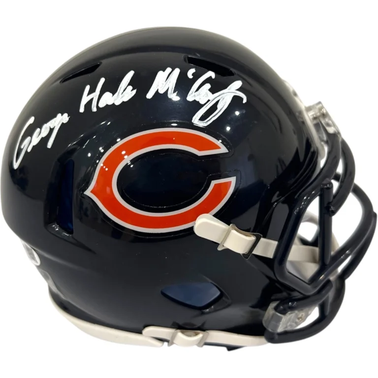 GEORGE HALAS MCCASKEY SIGNED CHICAGO BEARS FOOTBALL MINI HELMET JSA