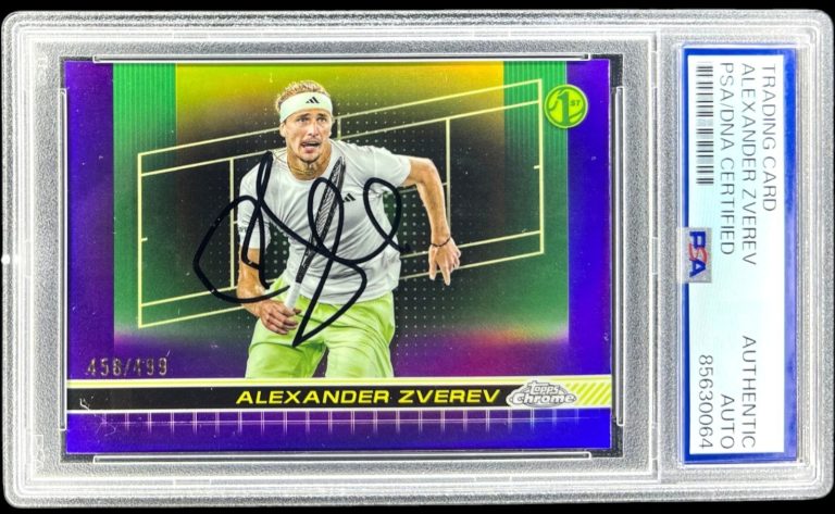 Alexander Zverev Signed 2024 Topps Chrome RC Purple Refractor /499 PSA Auto