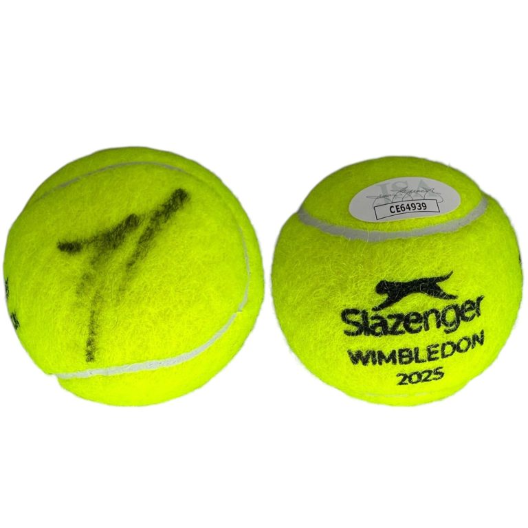 JANNIK SINNER SIGNED DATED 2025 WIMBLEDON TENNIS BALL FINALS WIN ! JSA COA