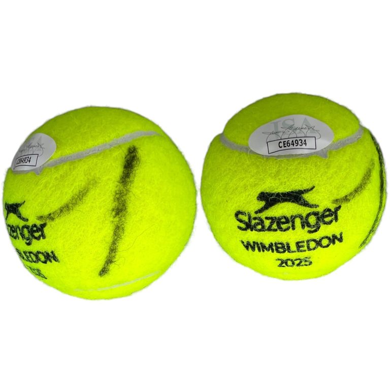 JANNIK SINNER SIGNED DATED 2025 WIMBLEDON TENNIS BALL FINALS WIN JSA COA