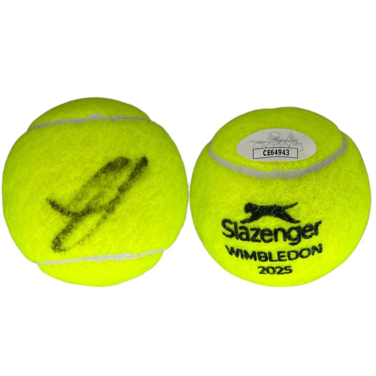JANNIK SINNER SIGNED DATED 2025 WIMBLEDON TENNIS BALL FINALS WINNER JSA COA