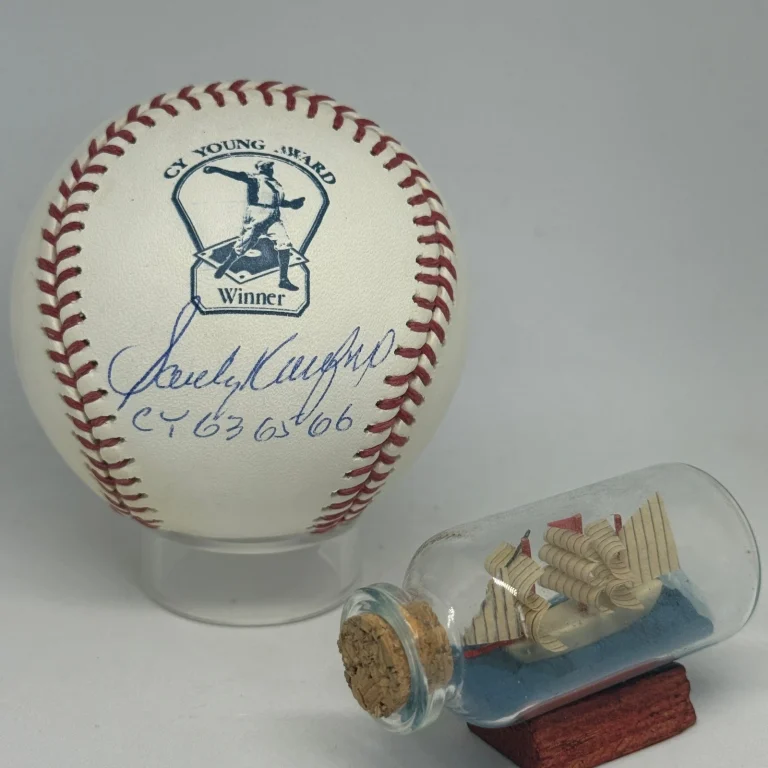 Sandy Koufax signed Cy Young Logo Baseball PSA DNA MLB Inscribed Auto HOF A4704