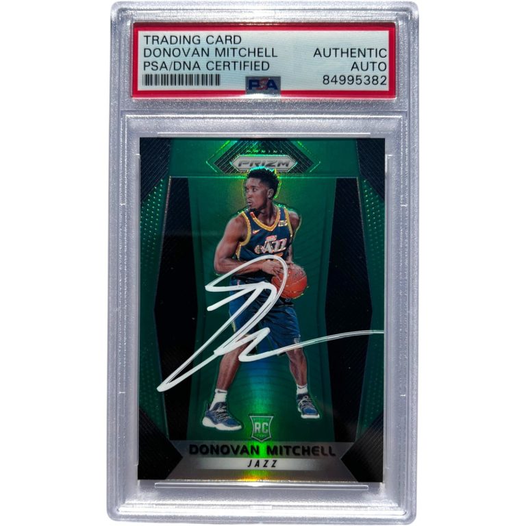 Donovan Mitchell Signed 2017-18 Panini Green Prizm #117 Rookie Card RC PSA Auto