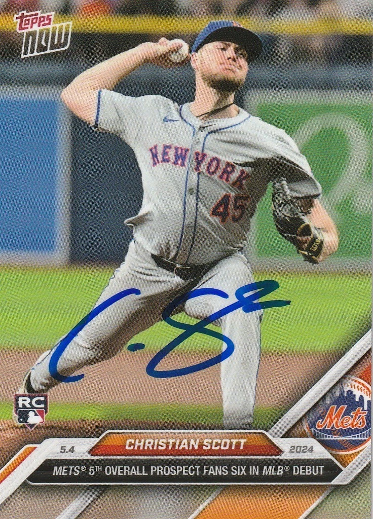 CHRISTIAN SCOTT NEW YORK METS  SIGNED 2024 TOPPS NOW CARD #159