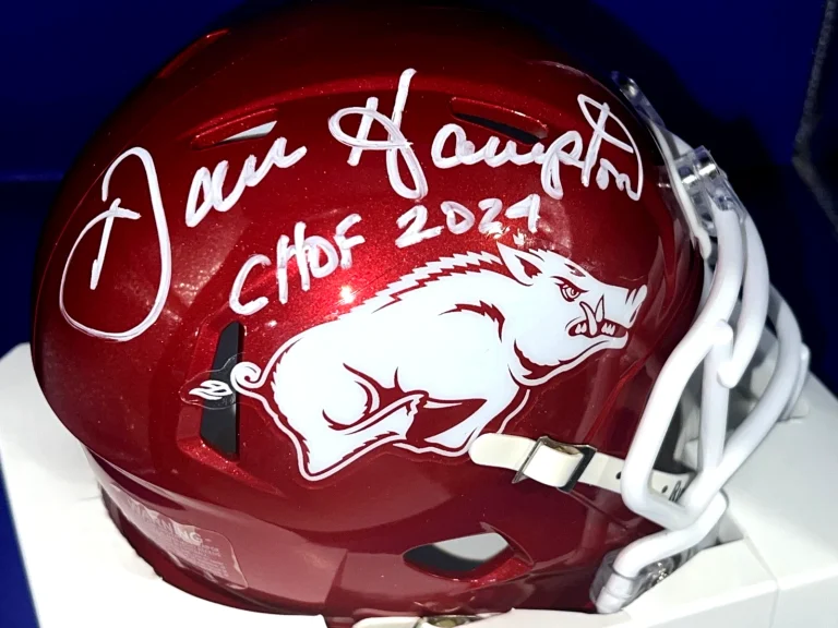 DAN HAMPTON ARKANSAS RAZORBACKS CHOF 2024  JSA AUTHENTICATED SIGNED MINI HELMET