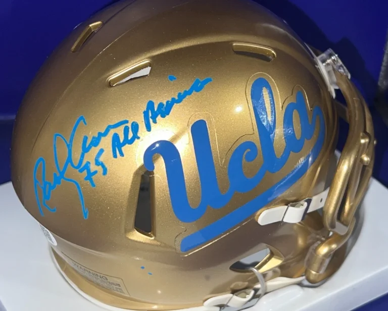 RANDY CROSS UCLA BRUINS 75 ALL AMERICAN JSA AUTHENTICATED SIGNED MINI HELMET