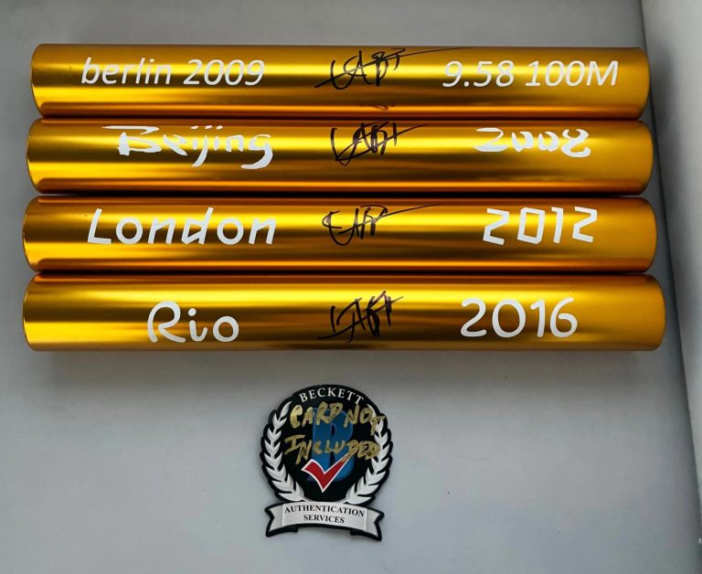 Usain Bolt Signed Baton Set 9.58 WR 2008 Beijing 2012 London 2016 Rio Olympic...