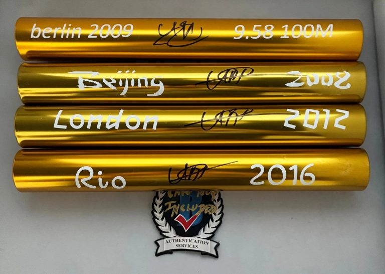 Usain Bolt Signed Baton Set 9.58 WR 2008 Beijing 2012 London 2016 Rio Olympic...