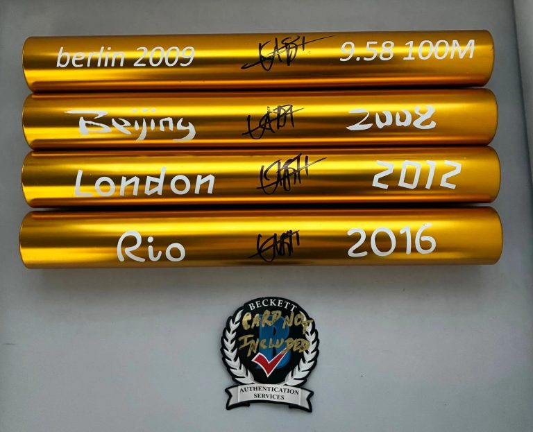 Usain Bolt Signed Baton Set 9.58 WR 2008 Beijing 2012 London 2016 Rio Olympic...
