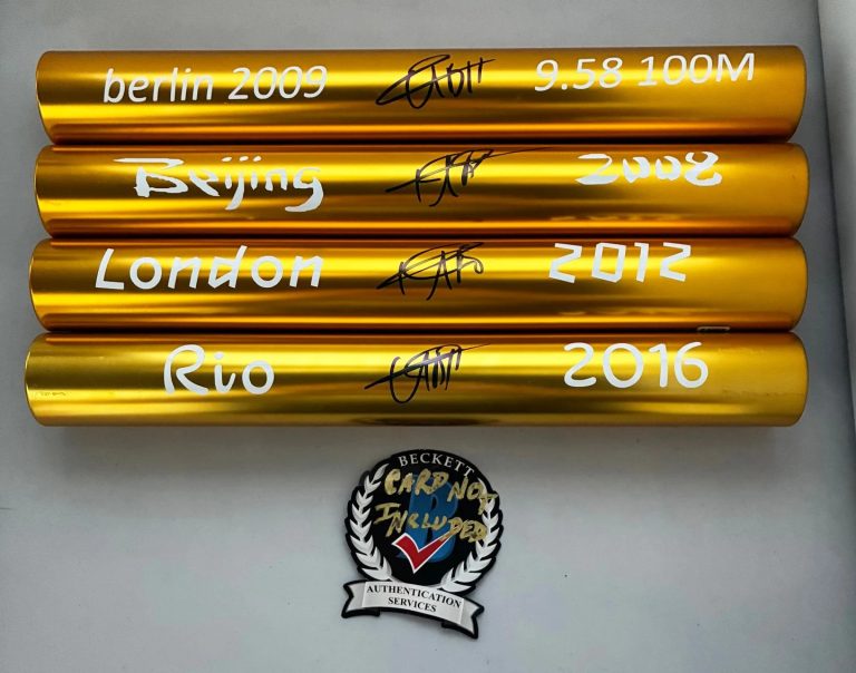 Usain Bolt Signed Baton Set 9.58 WR 2008 Beijing 2012 London 2016 Rio Olympic...