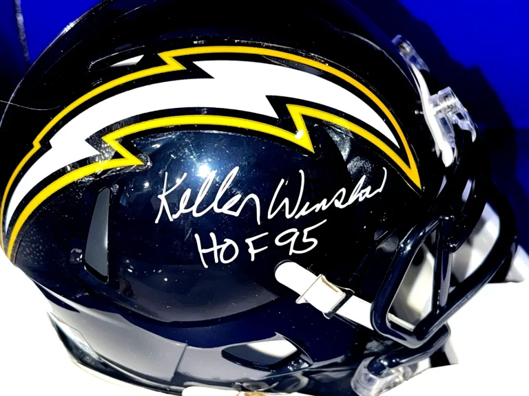 KELLEN WINSLOW SAN DIEGO CHARGERS HOF 95 JSA SIGNED THROWBACK MINI HELMET