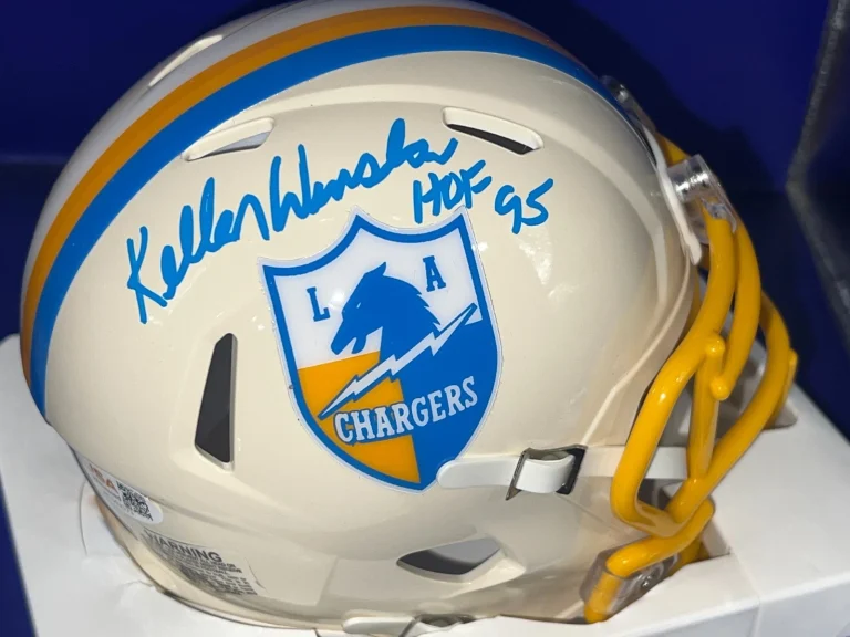 KELLEN WINSLOW SAN DIEGO CHARGERS HOF 95 JSA SIGNED RETRO MINI HELMET