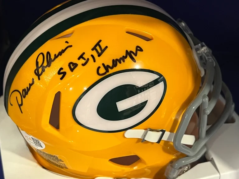 DAVE ROBINSON GREEN BAY PACKERS SB I, II CHAMPS JSA SIGNED MINI HELMET