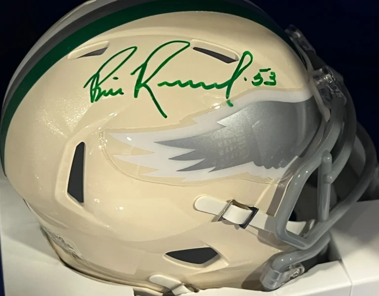 BILL ROMANOWSKI PHILADELPHIA EAGLES JSA AUTHENTICATED SIGNED RETRO MINI HELMET