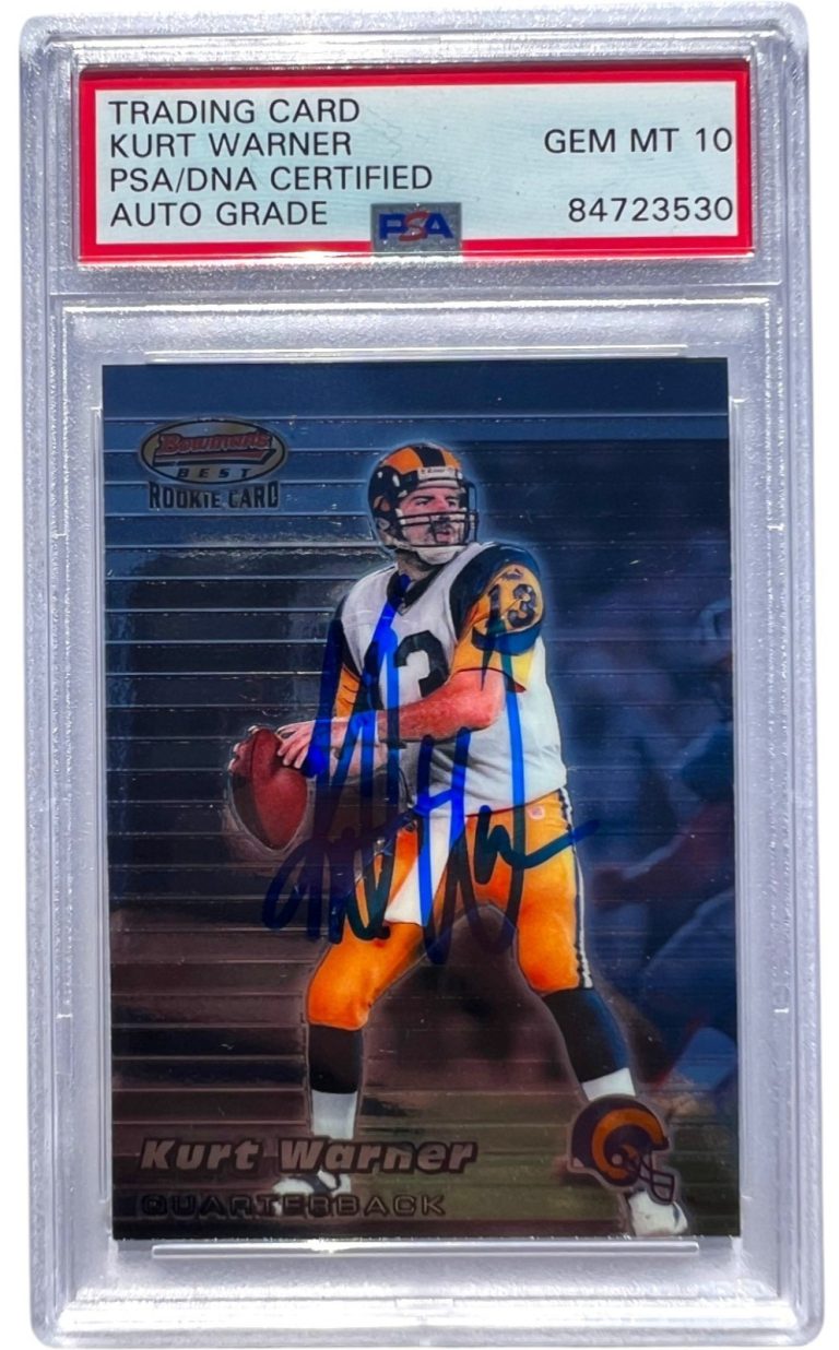 KURT WARNER SIGNED 1999 BOWMAN BEST ROOKIE CARD #110 RC PSA/DNA AUTO 10