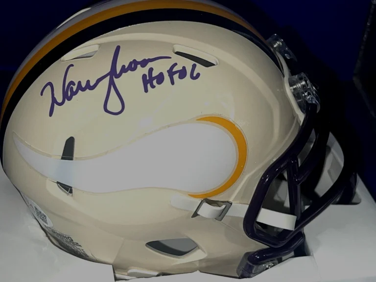 WARREN MOON MINNESOTA VIKINGS JSA AUTHENTICATED SIGNED RETRO MINI HELMET