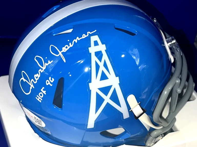 CHARLIE JOINER HOUSTON OILERS HOF 96 JSA AUTHEN SIGNED THROWBACK MINI HELMET