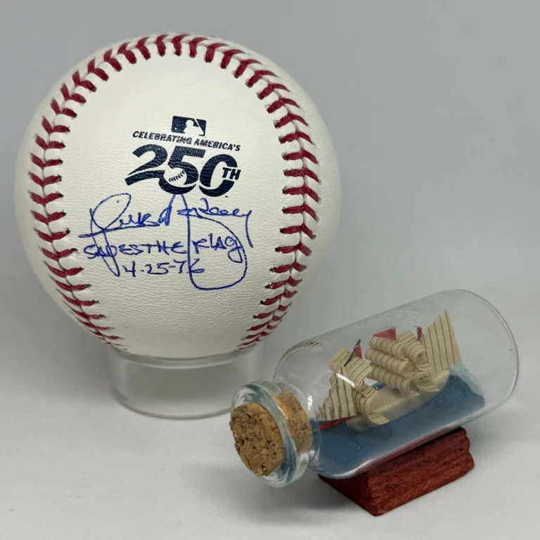 Rick Monday signed Rawlings USA 250th Logo Baseball JSA COA Inscribed Flag A4717
