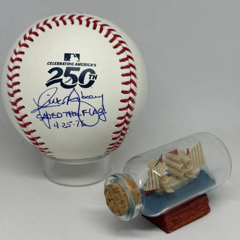 Rick Monday signed Rawlings USA 250th Logo Baseball JSA COA Inscribed Flag A4720