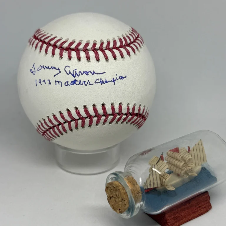 Tommy Aaron signed Rawlings OML Baseball JSA COA Inscribed Masters Golf A4724