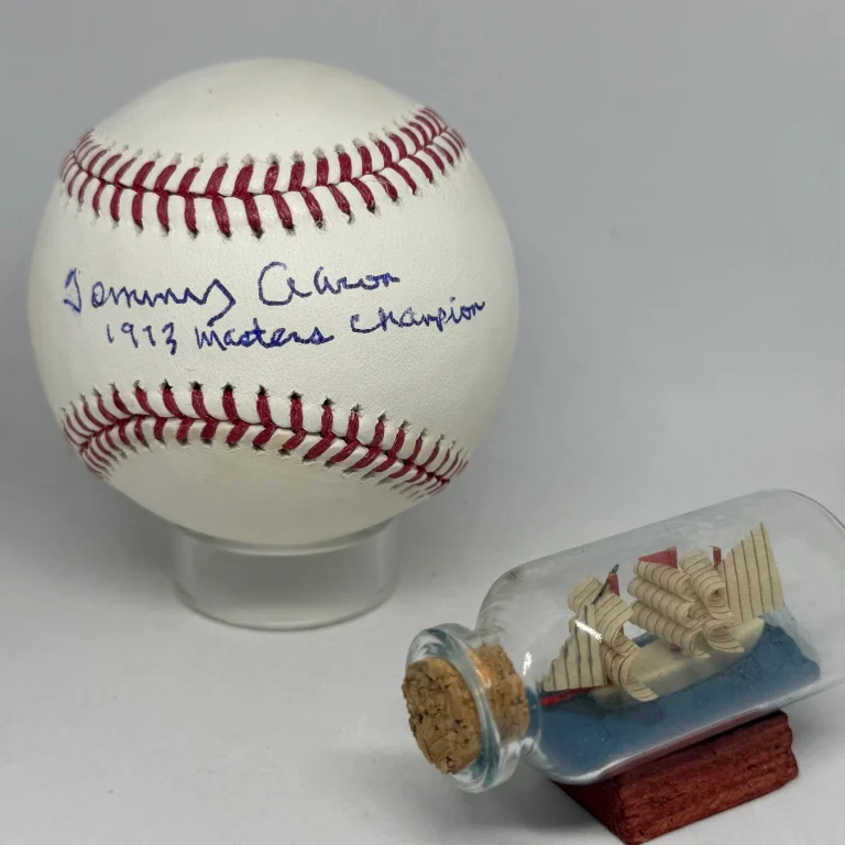 Tommy Aaron signed Rawlings OML Baseball JSA COA Inscribed Masters Golf A4726
