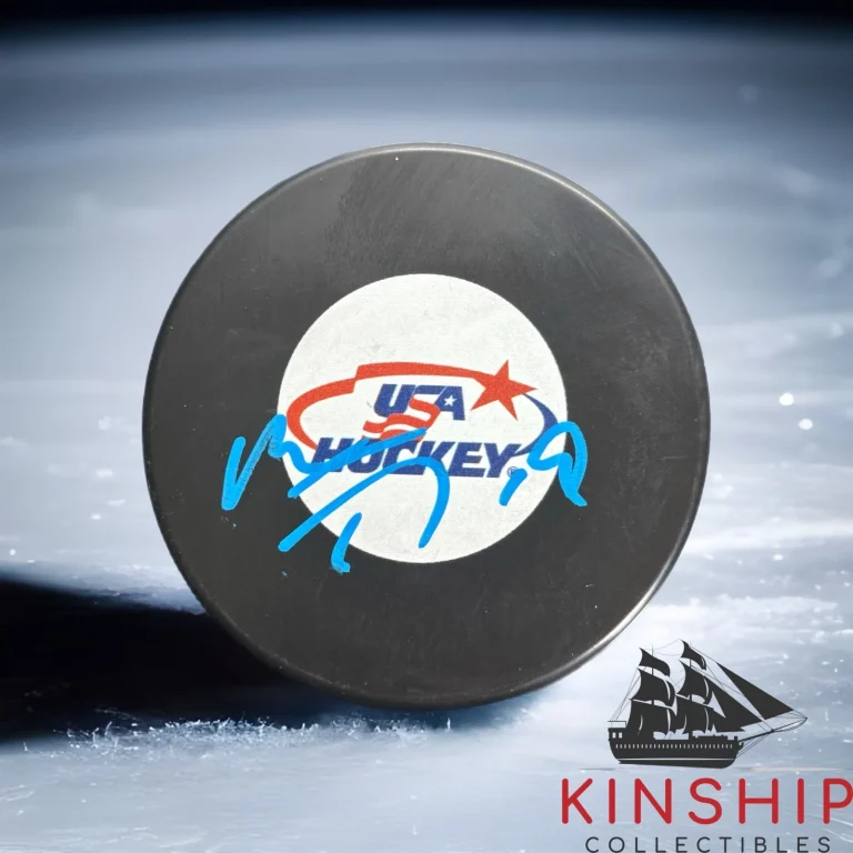 Matthew Tkachuk signed USA Hockey Puck JSA COA Olympic Gold Medal Auto A4760