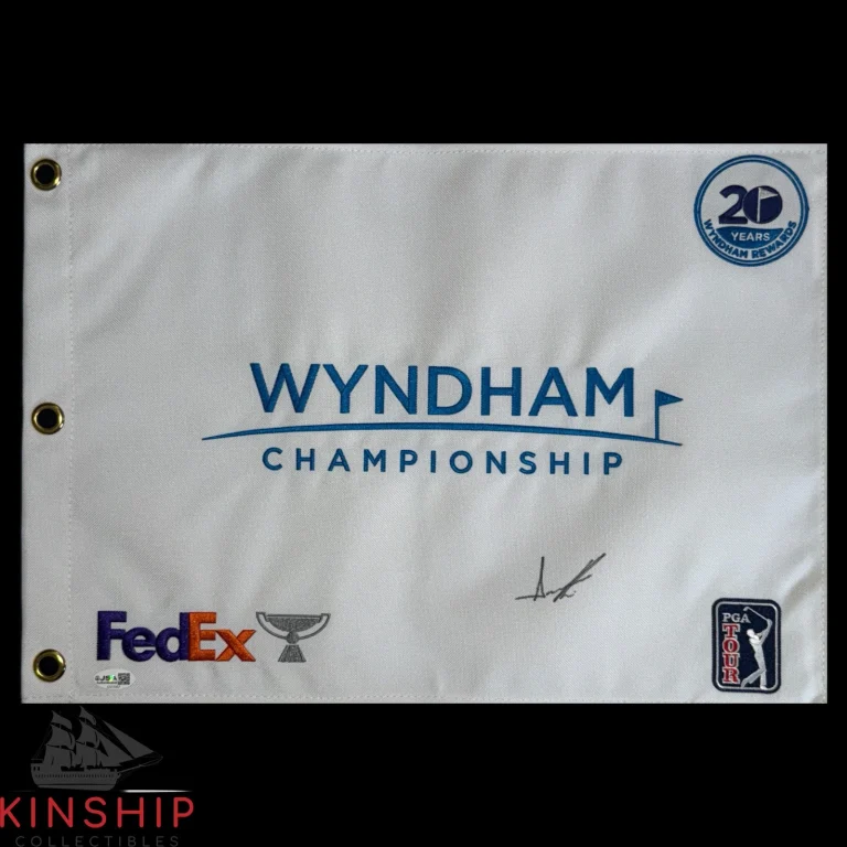 Aaron Rai signed Wyndham Championship Golf Flag JSA COA Auto 1st Win Rare G207