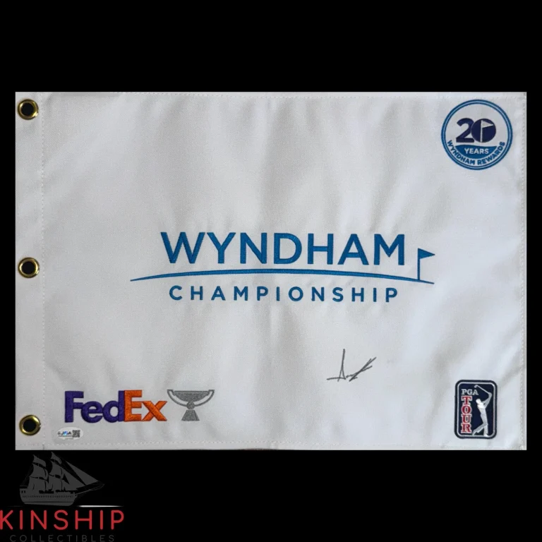 Aaron Rai signed Wyndham Championship Golf Flag JSA COA Auto 1st Win Rare G208