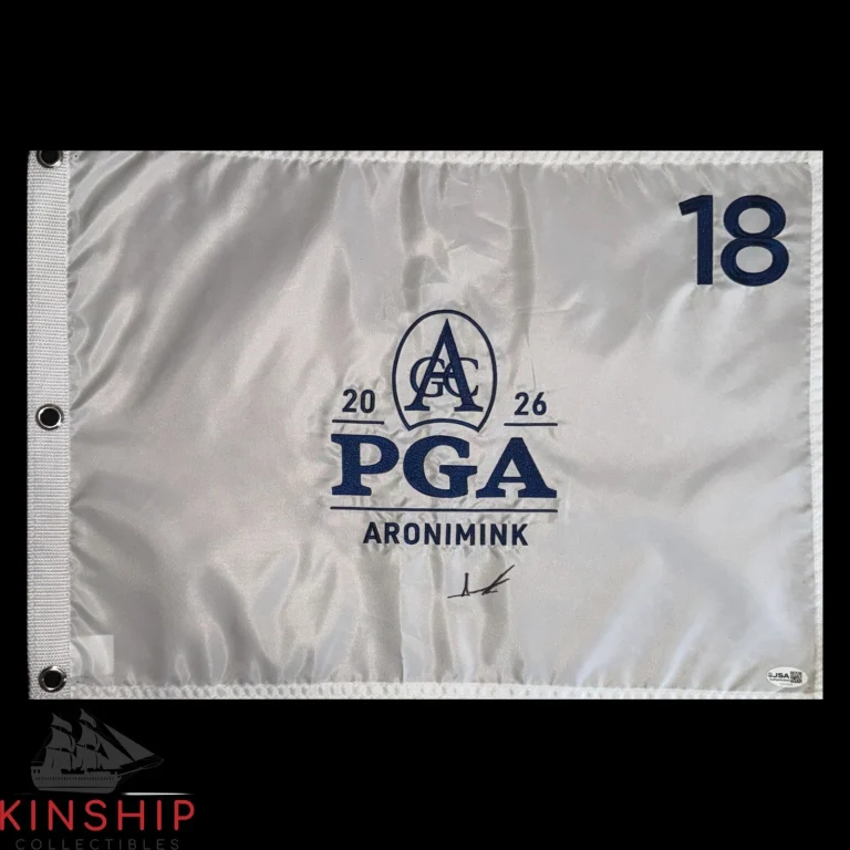 Aaron Rai signed 2026 PGA Championship Golf Flag JSA COA Aronimink Auto G209